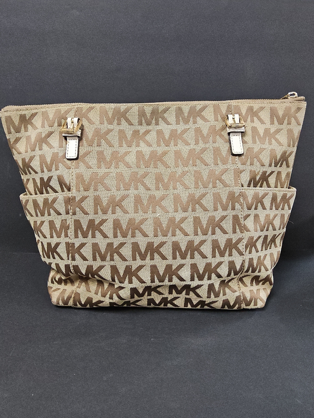 Michael Kors Brown and Tan MK Logo Tote